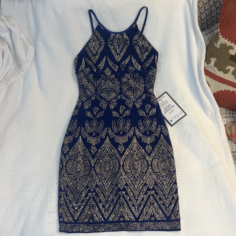 Strappy Blue Sequin Dress